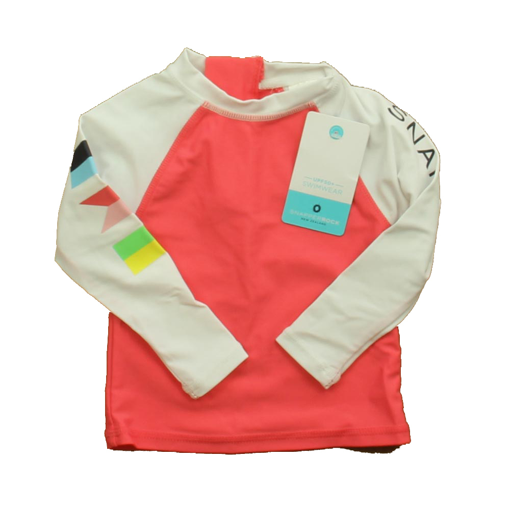 Snapper Rock Girls Pink | White Rashguard size: 6-12 Months